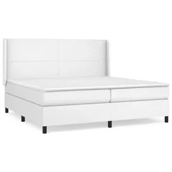 Vidaxl Box spring postelja z vzmetnico bela 200x200 cm umetno usnje