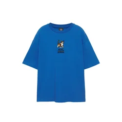 Pull&Bear Majica modra / pueblo / črna / bela