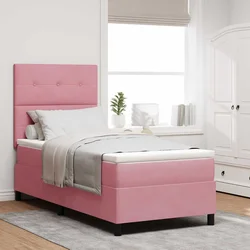 LED Box Spring Krevet s uzglavljem Ružičasta 90 x 200 cm Baršun