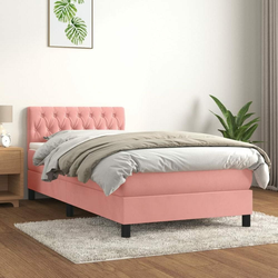 shumee Box spring postelja z vzmetnico roza 90x200 cm žamet