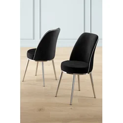 Hanah Home Set stolica Pefa, 45x91x42 cm, 2 komada, Crno-srebrne boje