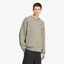 Pulover adidas Cable Knit Crewneck Sweatshirt Silver Pebble XL