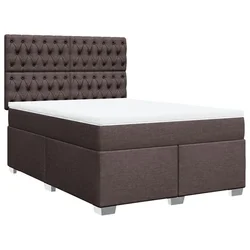 Vidaxl Box spring postelja z vzmetnico temno rjav 140x190 cm blago