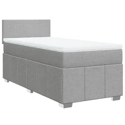 Vidaxl Box spring postelja z vzmetnico svetlo siva 90x200 cm blago