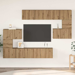 Set TV komoda Zidne 8 pcs Umjetnički hrast Konstruirano drvo