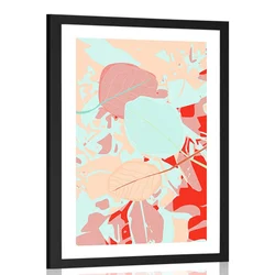 Plakat s paspartujem pisano listje - 20x30 black