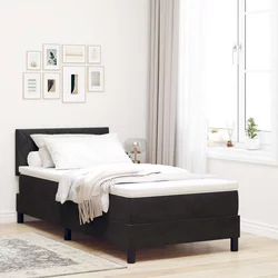 Krevet s opruga kutije s uzglavljem Crna 90 x 190 cm Baršun