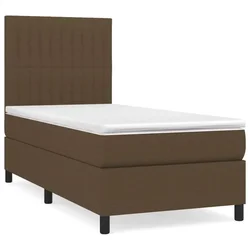 Vidaxl Box spring postelja z vzmetnico temno rjava 90x200 cm blago
