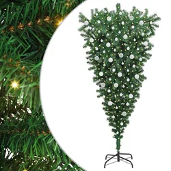 Preokrenuti umjetni božićni bor s setom kuglica Zelena 210 cm