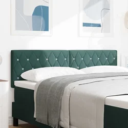vidaXL LED glava postelje z LED trakami Temno zelena 144 cm Žamet