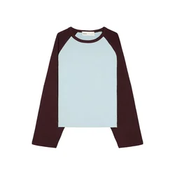 Bershka Majica pastelno modra / temno rjava