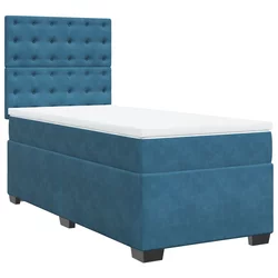Box spring krevet s madracem plavi 90x200 cm baršunasti