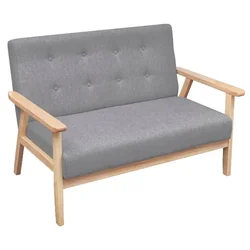 2-dijelni set sofa od tkanine svjetlosivi
