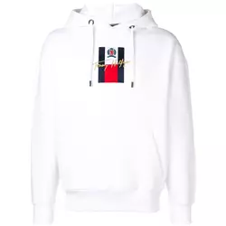 Tommy Hilfiger-logo embroidered hoodie-men-White