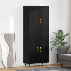 vidaXL Visok predalnik Črna Orehovina 69,5 x 34 x 180 cm