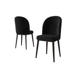 Hanah Home set trpezarijskih stolica Aste 4 kom, crna tkanina Babyface, braon metalne noge
