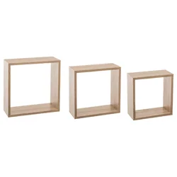 FIVE ZIDNA POLICA KOCKA 3 KOM 24X12X24, 27X12X27, 30X12X30 MDF NATURAL 138957C