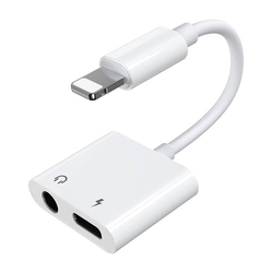 Joyroom Prestavni adapter za razdeljevalnik slušalk za iPhone Lightning – Lightning 3,5 mm mini jack, bel
