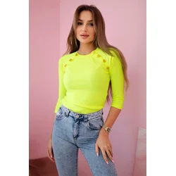 Blouse with decorative buttons yellow neon