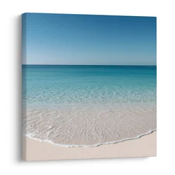 Slika azurno obzorje nad peščeno plažo - 20x20