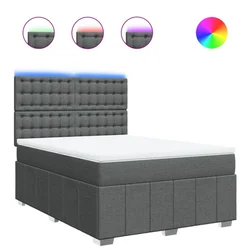 Vidaxl Box spring postelja z vzmetnico temno siva 160x200 cm blago