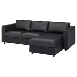 VIMLE Sofa trosed, s lenjivcem/Grann/Bomstad crna