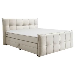 MID.YOU POSTELJA BOXSPRING 160 cm  x 200 cm , tekstil, leseni material krem barve