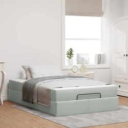 Okvir kreveta s madracem 2 pcs Svjetlosiva Baršun