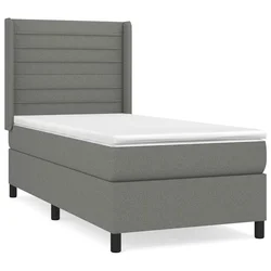 shumee Box spring postelja z vzmetnico temno siva 80x200 cm blago