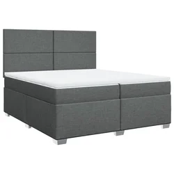 Vidaxl Box spring postelja z vzmetnico temno siva 200x200 cm blago