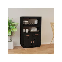 Visoka komoda crni 67 x 40 x 108,5 cm od masivne borovine