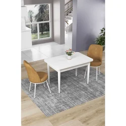Hanah Home trpezarijski set Nil, sto i 2 stolice, bela ploča, kapućino tkanina Babyface