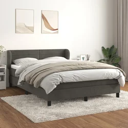 vidaXL Box spring postelja z vzmetnico temno siva 160x200 cm žamet