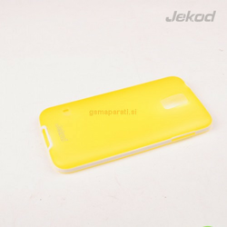 JEKOD silikonski ovitek Samsung Galaxy S5 G900 TPU/T prozorno rumen z belim okvirjem + Zaščitna folija