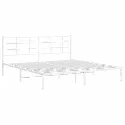 Vidaxl Kovinski posteljni okvir z vzglavjem bel 183x213 cm