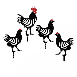 Aberto Design Chicken Family4 Dekorativni baštensk set, Crno-Crveni