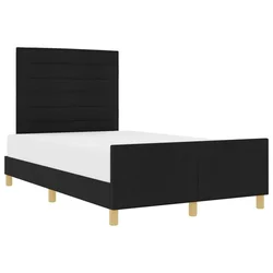 Vidaxl Konstrukcija postelje z vzglavjem Črna 140 x 190 cm blago