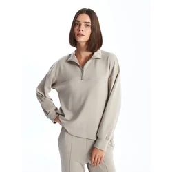 LC Waikiki Ženski duks, W43303Z8-GEY, Dugi rukav, Rolka, Bež