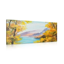 Slika oljna slika gorskega jezera - 60x30