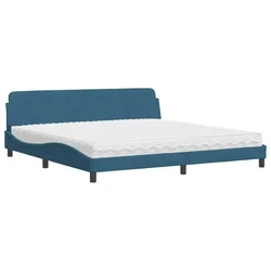 Vidaxl Postelja z vzmetnico Dover modra 200x200 cm žamet