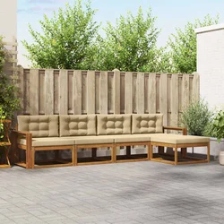 Set vanjskih sofa s jastukom 5 pcs Prirodna i bež