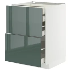 METOD / MAXIMERA Pod.orm.2front/2dnj/1srd/1vis.fiok, bela/Kallarp tamna sivozelena visokog sjaja, 60x60 cm