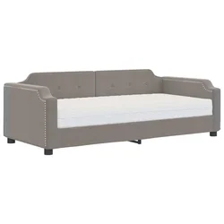 Vidaxl Dnevna postelja z vzmetnico taupe 90x200 cm blago