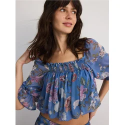 Reserved - Bluza sa šarom i volanima