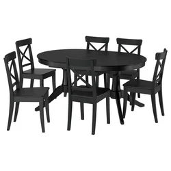 ROSENTORP / ROSENTORP Sto i 6 stolica, crna/crna, 160/215x110 cm