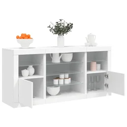 Komoda s LED svjetlima bijela 142,5 x 37 x 67 cm