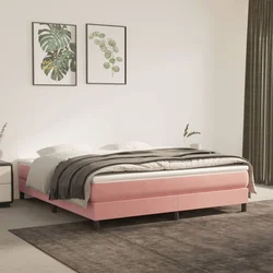 Okvir za krevet s oprugom ružičasti 180x200 cm baršunasti