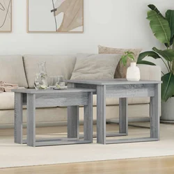 vidaXL Set kavno mizico 2 pcs Siva Sonoma Konstruiran les