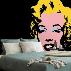 Samolepilna tapeta pop art Marilyn Monroe na črnem ozadju - 245x165