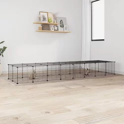 Kavez za ljubimce s 36 panela i vratima crni 35 x 35 cm čelični